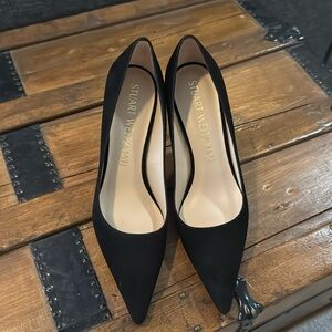 Black suede pumps
